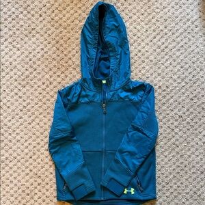 Under Armour Kids Dark Teal Hoodie with Yellow Logo